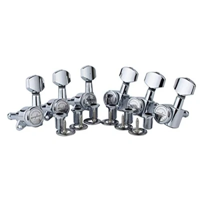 Image of Guyker Guitar Locking Tuners (6 for Left) 1:18 Lock String Tuning Key Pegs Machine Head with Hexagonal Handle Replacement ST TL SG LP Style Electric, Folk or Acoustic Guitars Chrome