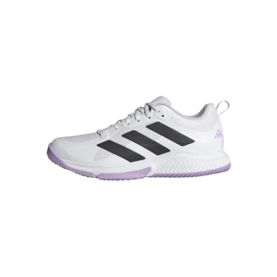 Image of adidas Women&#039;s Court Team Bounce 2.0 Shoes Sports, Cloud White/Core Black/Powder Plum, 3.5 UK