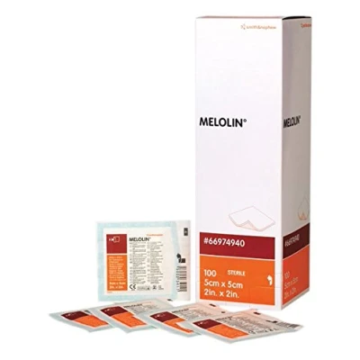 Image of Melolin 5 x cm 100 Low Adherent Absorbent Dressings Wounds Abrasions Burns