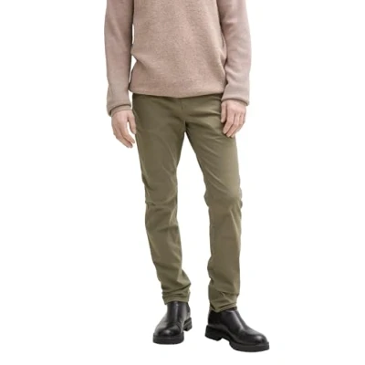Image of TOM TAILOR Men&#039;s 1046967 Travis Slim Chino Trousers, 10415 Dusty Olive Green, 31 W/34 L