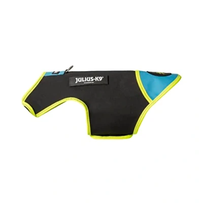 Image of Julius K9 IDC Neoprene Dog Jacket, Size: S, Black and Aquamarine