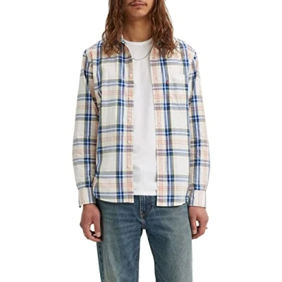 Image of Levi&#039;s Men&#039;s Sunset 1 Pocket Standard Shirt, Jim Plaid Rainy Day, XS
