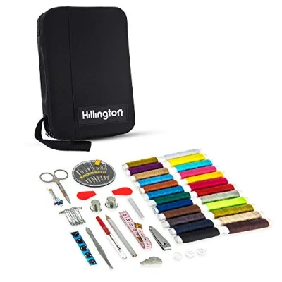 Image of Hillington 96 Piece Sewing Kit Set Storage Caddy Box Needlework Threads Pins Buttons Hobby