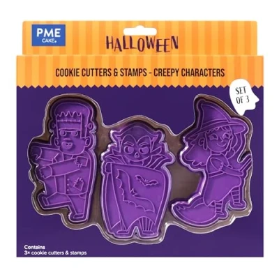 Image of PME Halloween Cookie Cutters &amp; Stamps, Creepy Characters (Set of 3)