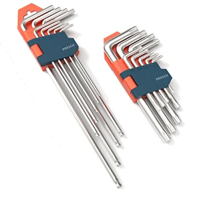 Image of PRESCH Hex Keys Set 18pcs with Ball End Sets HX &amp; T Star Wrench TX Professional Hexagonal Metric and Holder