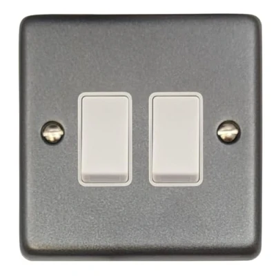 Image of G&amp;H Brassware Contour Pewter 2 Gang / Double Switch CP2W