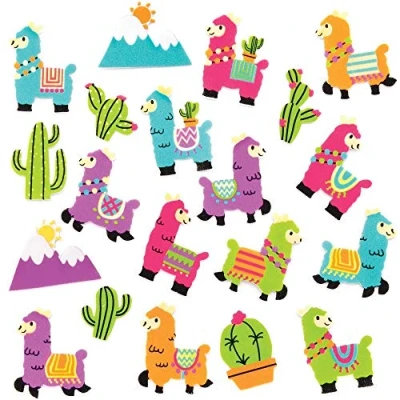 Image of Baker Ross AT466 Lovely Llama Foam Stickers Pack of 120, Small For Children&#039;s Art And Craft Projects