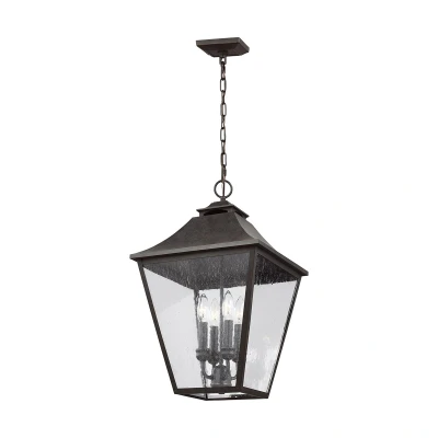 Image of Feiss Galena Outdoor Pendant Ceiling Light Sable, IP44