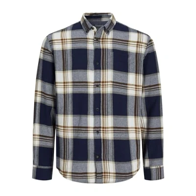 Image of JACK &amp; JONES Men&#039;s Jjeclassic Autumn Check Shirt Ls Sn Long Sleeve, Dark Navy, M