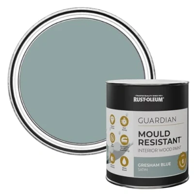 Image of Rust Oleum Blue Guardian Mould Resistant Interior Wood Paint in Satin Finish Gresham 750ml
