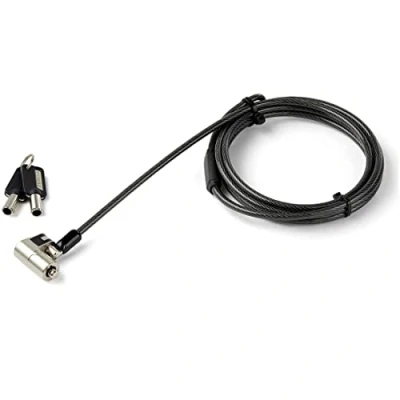 Image of StarTech.com 6.5&#039; (2m) 3 in 1 Universal Laptop Cable Lock Keyed Laptop/Desktop Security Compatible w/K Slot, Nano &amp; Wedge Slot Computer Anti Theft Steel w/Keys (LTULOCKKEY)