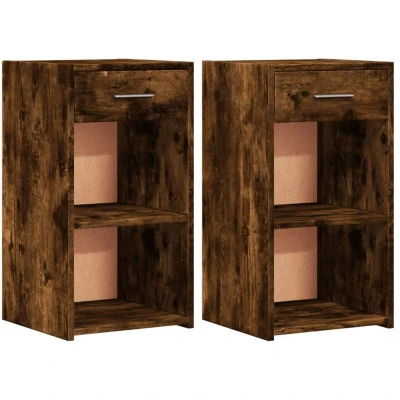 Image of vidaXL Bedside Cabinets 2 pcs Smoked Oak 35x34x65 cm Engineered Wood