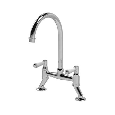 Image of Traditional Bridge Mixer Kitchen Tap with Lever Handles Chrome