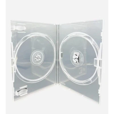 Image of 10 x Dragon Trading Amaray Double Clear CD DVD Blu Ray Disc Case (Holds 2 Discs Of Any Format Face on Face) Has 14mm Spine And Outer Sleeve For Inserting Artwork Inlay.
