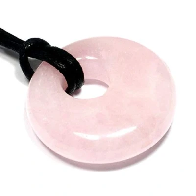Image of CrystalAge Taurus Birthstone Necklace Rose Quartz Donut