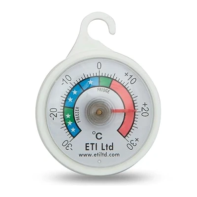 Image of Fridge Or Freezer Thermometer 52 mm Dial, Colour Coded Zones. Ideal For Home, Restaurants, Bars, Cafes