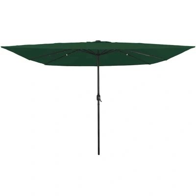 Image of vidaXL Square Garden Parasol with LED Lights 295x245 cm Green