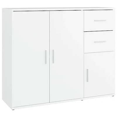 Image of vidaXL Engineered Wood Sideboard in Modern White Ample Storage Space, Versatile Display Top, Easy Assembly, 91x29.5x75 cm