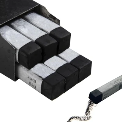 Image of 6Pcs Square Black Soft Pastels Set Non Toxic Drawing Chalk Pastel Professional Artist&#039;s Sketching Sticks Oil Painting Kit Art Supplies for Artists Beginners Blending Graffiti