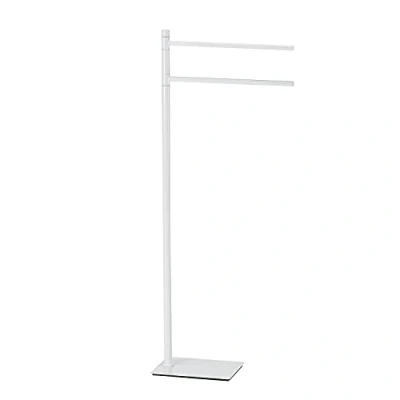 Image of GEDY G Seoul White Floor Lamp with Black Finish, Measures 83.3 x 34 14 cm, Towel Holder in Stainless Steel and Cromall, 4mm Spool Included, Metal, One Size