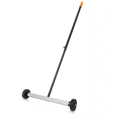 Image of NEIKO 53414A 17 Inch Mini Magnetic Sweeper, Rolling Sweeper with Wheels, Adjustable Handle, Lightweight Magnet to Pick Up Nails, 10 Pound Capacity, Nail Finder