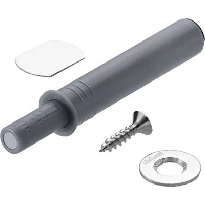 Image of Blum 4683908 Tip On Fitting Short for Doors Drilling in with Magnet Plastic Silk White