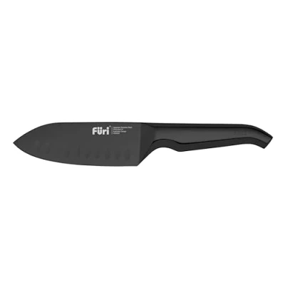 Image of Furi Pro Jet Black East/West Santoku Knife 13cm, Limited Edition Chef&#039;s for Superior Cutting Performance, Stainless Steel Blade, Matte, Oxidised Finish, 25 Year Guarantee