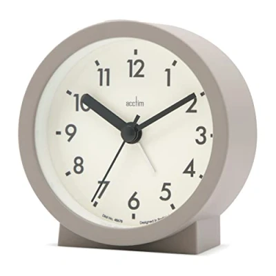 Image of Acctim Gaby Small Analogue Contemporary Beside Alarm Clock Mocha