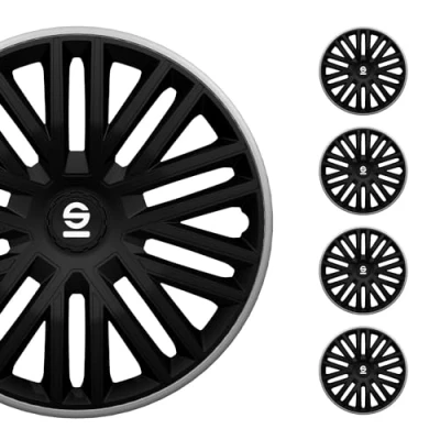 Image of Sparco Wheel Covers Bergamo 16 inch Black/Grey Set of 4 pieces