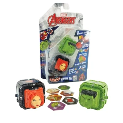 Image of Battle Cubes 2 Pack Avengers Hulk and Black Widow, rock paper, scissors game