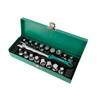 Image of Oil Drain Plugs Set 17 pcs. for incl. Handle 3/8&quot; Extra extensive I with Practical Metal case by WIESEMANN 1893 80232