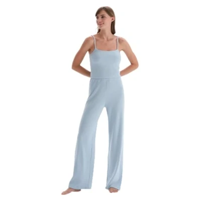 Image of Dagi Women&#039;s High Waist Wide Legged Caster Trousers Pyjama Bottom, Blue, XL