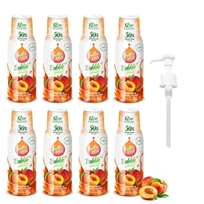 Image of 8 Pack FruttaMax Fruit Syrup Concentrate Less Sugar with 60% Content Suitable for soda Machine (8x500ml) (8 x Peach)