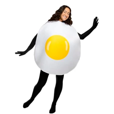 Image of Funidelia Fried Egg Costume for men &amp; women Food Costumes adults, accessory fancy dress props Halloween, carnival parties One Size White