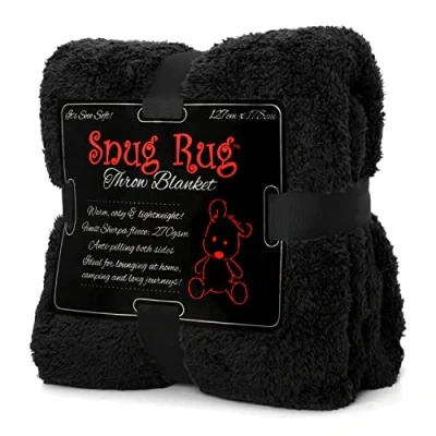 Image of Snug Rug Special Edition Blankets Luxury Sherpa Fleece 127 x 178cm (50&quot; 70&quot;) Sofa Throw Blanket (Black)