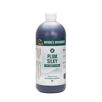 Image of Nature&#039;s Specialties Plum Silky Dog Shampoo Conditioning for Dogs Texturising with Silk Proteins, Conditioners &amp; Deodorisers Cleans, Moisturises Conditions Coat, 946ml