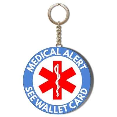 Image of Medical Alert Blue Background See Wallet Card 58mm Keyring Bottle Opener