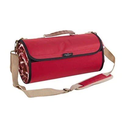 Image of Greenfield Collection Luxury Mulberry Red Plaid Moisture Resistant Picnic Blanket XL