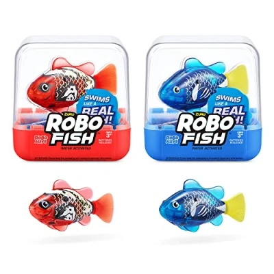 Image of Robo Alive Fish Series 3 Robotic Swimming ,2 Pack, Blue and Red, Swims in Multiple Directions, Battery Powered, toy Fish, Pool Toy, bath (2 Red)
