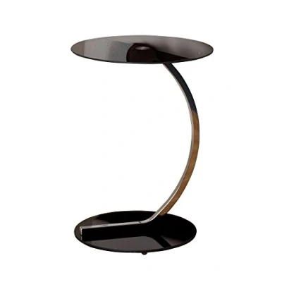 Image of ASPECT Merlin Clear Glass Round Table, Chrome, Black, 40diax54(H) cm