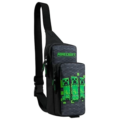 Image of Minecraft Boys Crossbody Bag with Adjustable Strap Gamer Gifts (Black/Green)