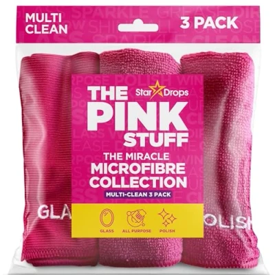 Image of Stardrops The Pink Stuff Miracle Microfibre Cloth Collection 3 Pack