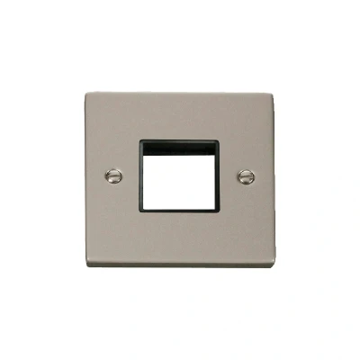 Image of Click Deco 1 Gang MiniGrid Twin Aperture Unfurnished Plate Pearl Nickel Black Inserts