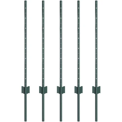 Image of vidaXL Fence Posts 5 pcs U Channel Green 80 cm Steel