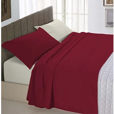 Image of Italian Bed Linen “ Natural Color Set, Burgundy/Cream, Double
