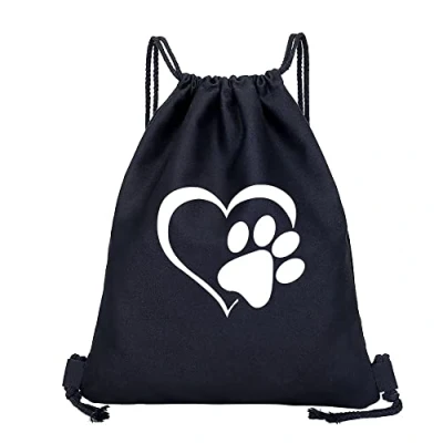 Image of Drawstring Gym Bag, String Swim PE Bag,Large Sports Backpack Bags for Women Men, Travel Beach School Bag with Waterproof Kids,Boys,Girls Men (Heart Paw)