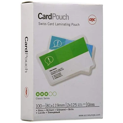 Image of GBC 83x119mm 2x125 Micron Gloss Card Laminating Pouches, Pack of 100, 3743155