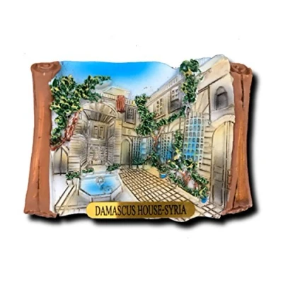Image of Damascus House Syria 3D Refrigerator Magnet Travel Souvenirs,Hand Made Fridge Home and Kitchen Decoration Magnetic Sticker