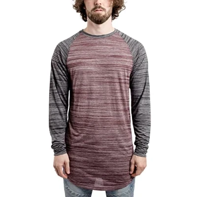 Image of Blackskies Baseball Longsleeve T Shirt Long Oversize Fashion Basic Sleeve Raglan Men&#039;s Tee Melliert Dark Red Grey Medium M