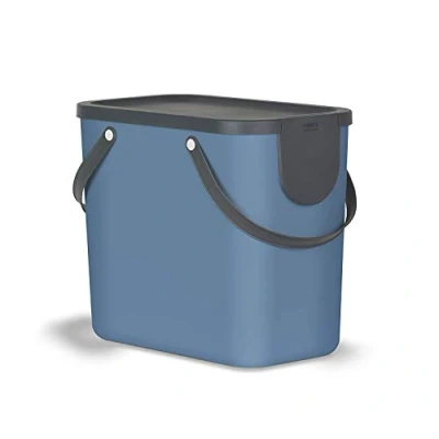 Image of Rotho, Albula, Waste separation system 25l for the kitchen, Plastic (PP) BPA free, blue/anthracite, (40,0 x 23,5 34,0 cm)